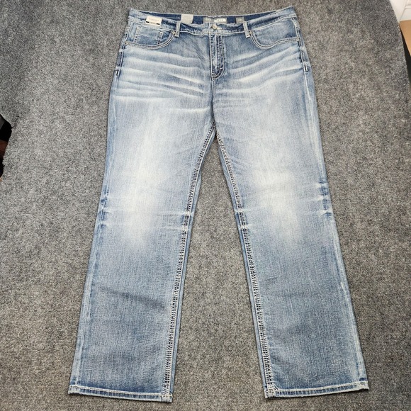 BKE Seth Jeans Mens 42L Light Wash Denim Straight Leg Loose Fit Regular Rise - Picture 1 of 16